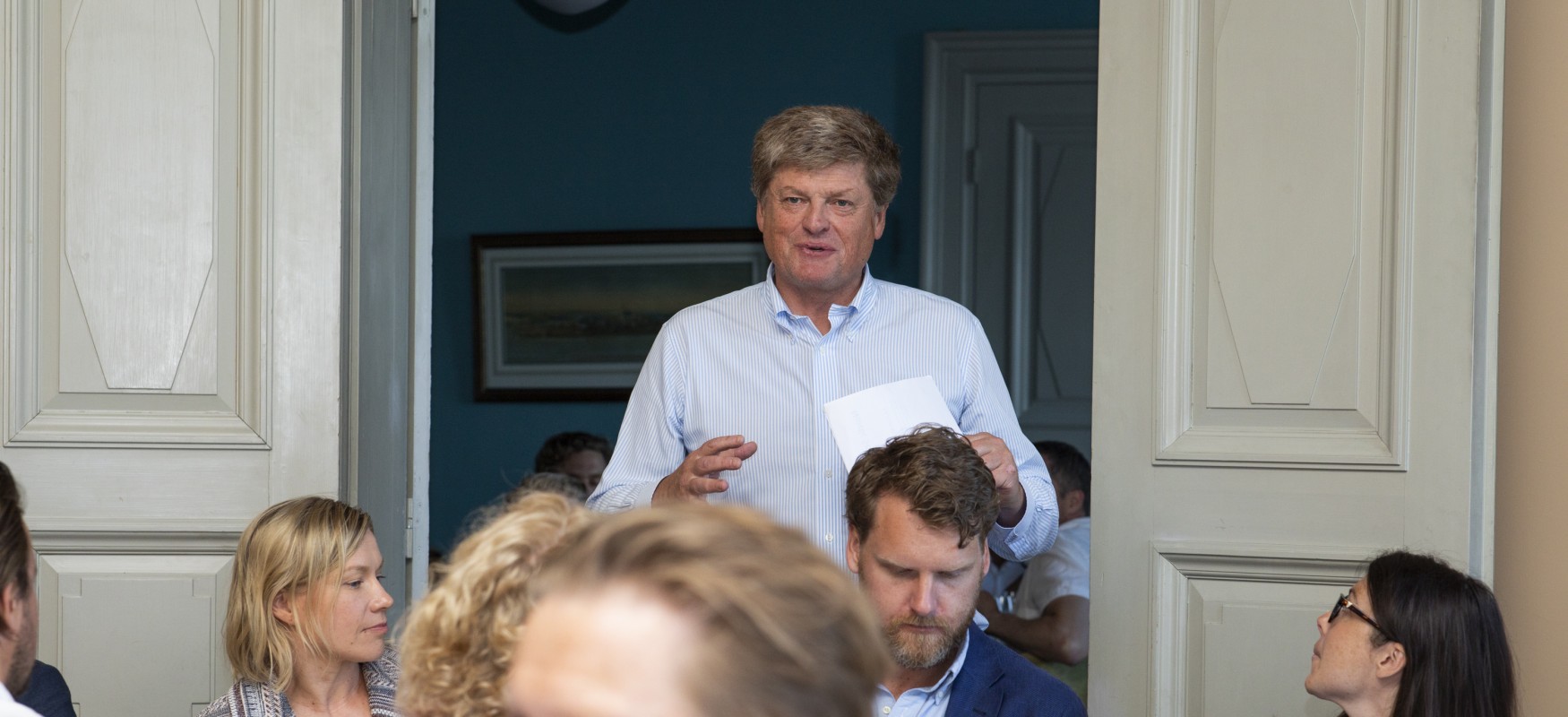 Nordic scalers alumni dinner in helsinki 2019. Svein Berg speaking to the guests.