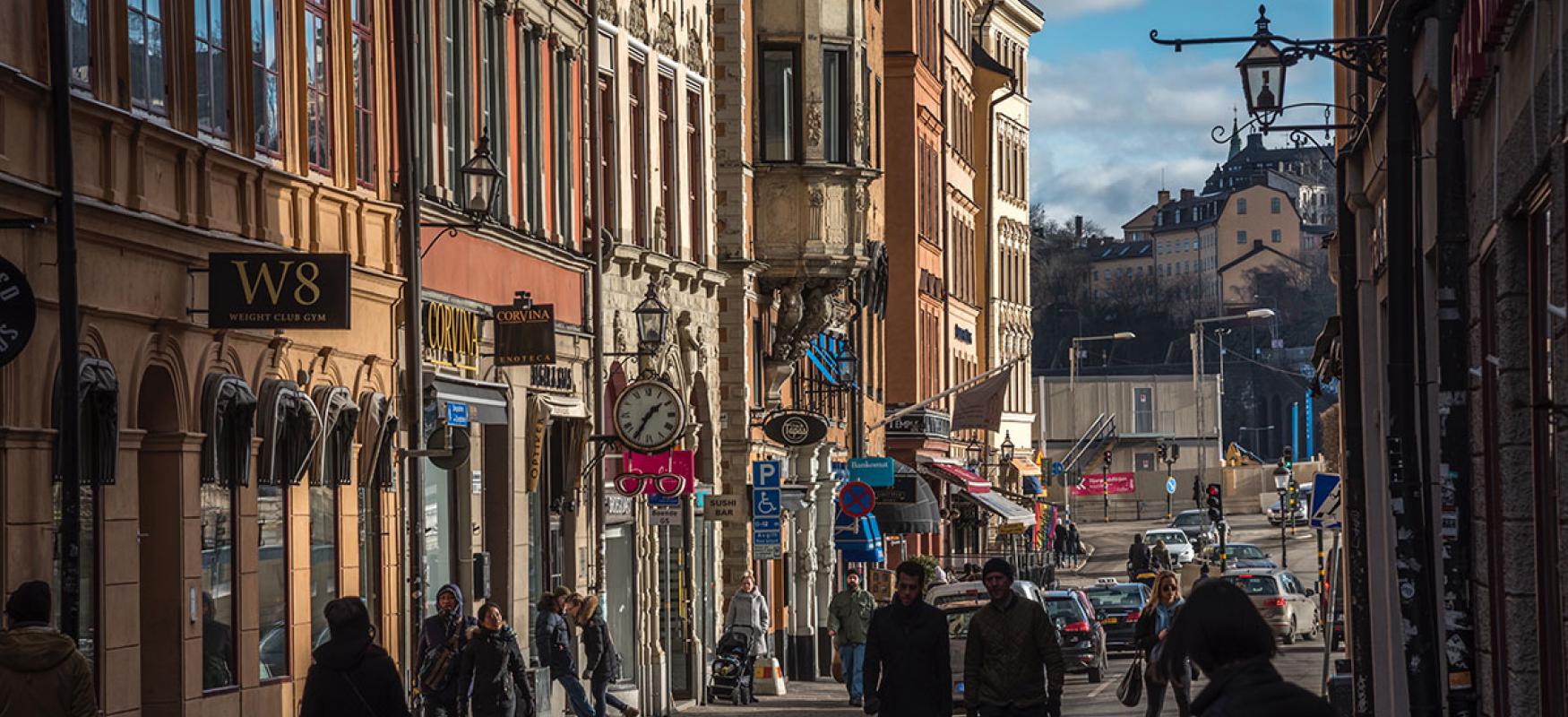 People walking in Gamla Stan in Stockholm