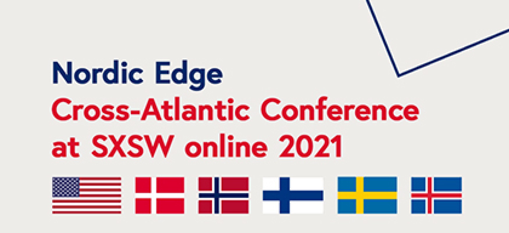 Title of the conference and the Nordic and US flags on a pink background.