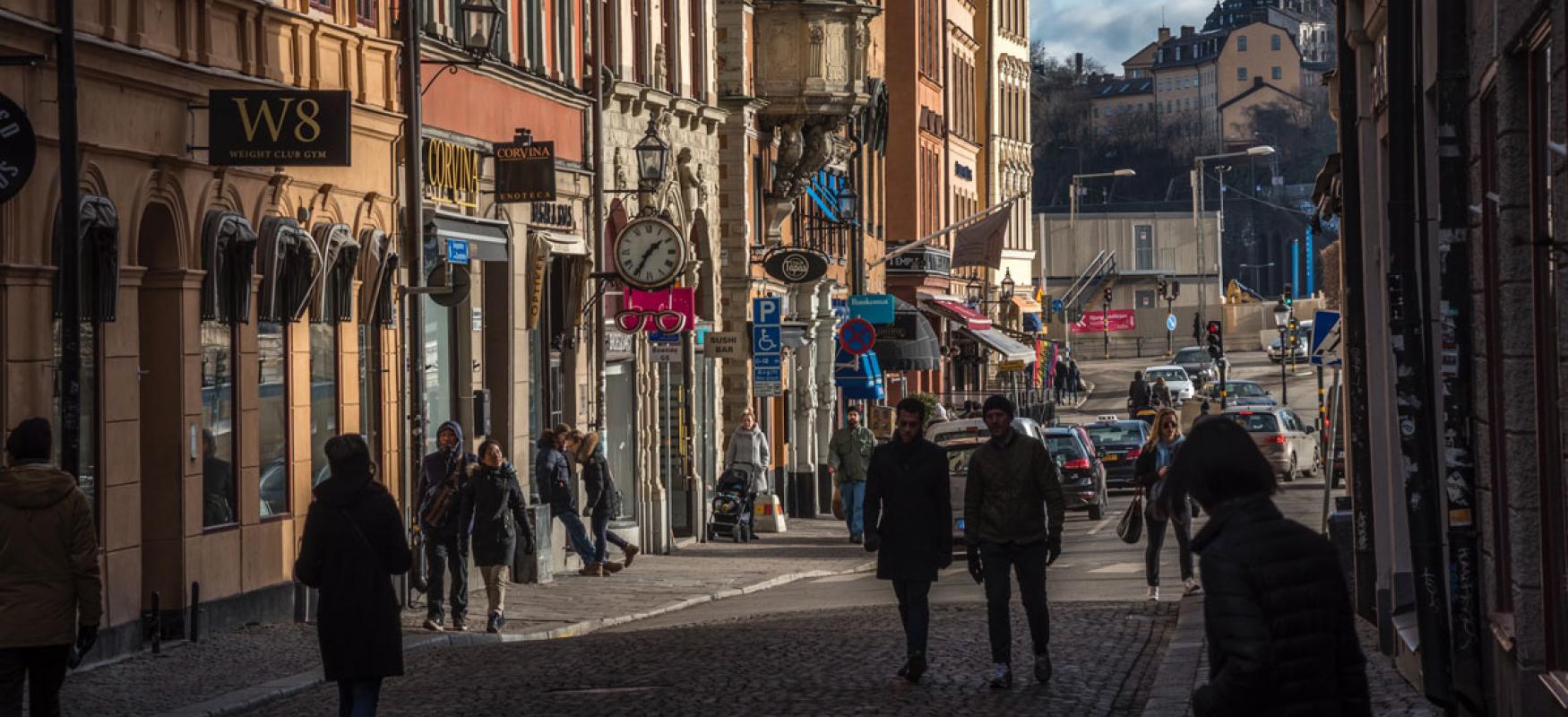 People in the streets of Stockholm.