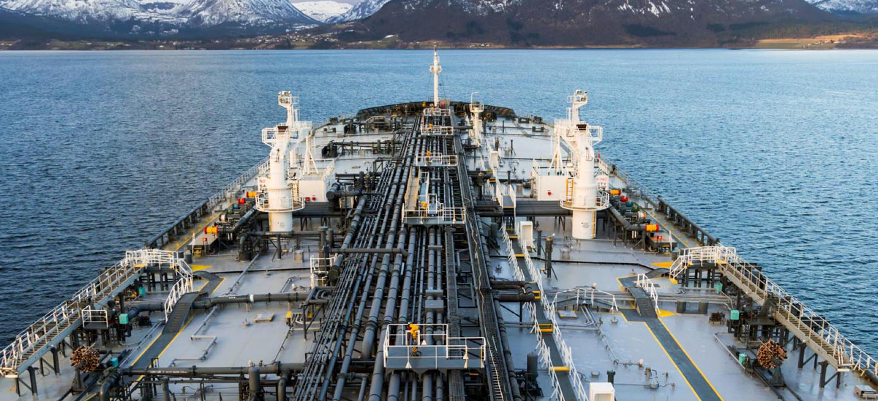 Oil tanker in Norwegian fjord