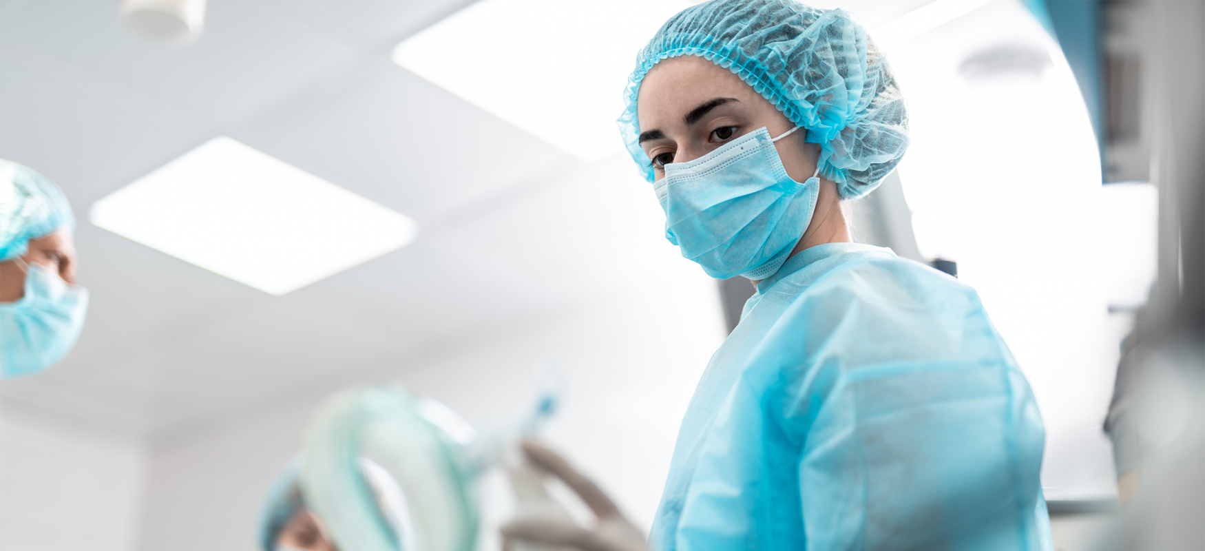 Woman standing in hospital 