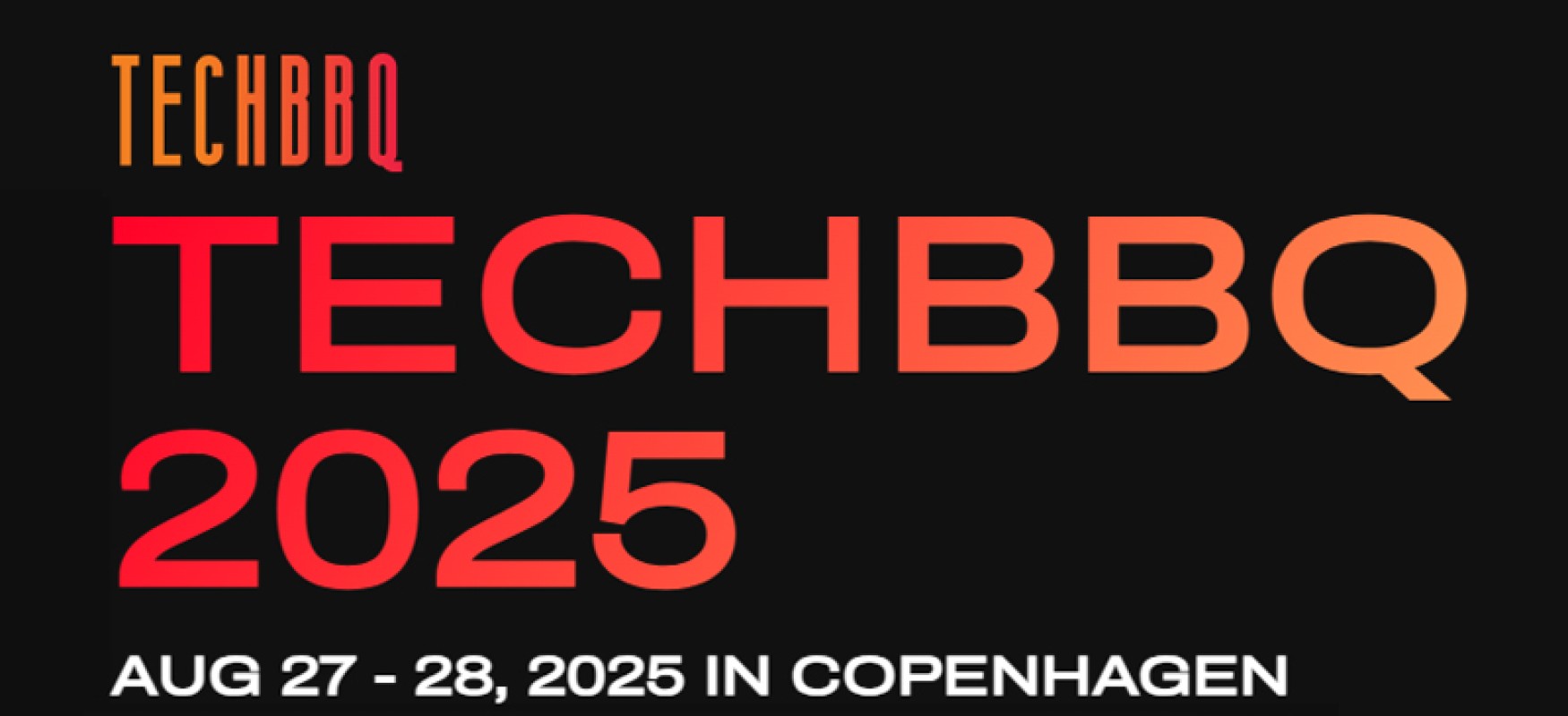 Tech BBQ logo. Red retters on black backround