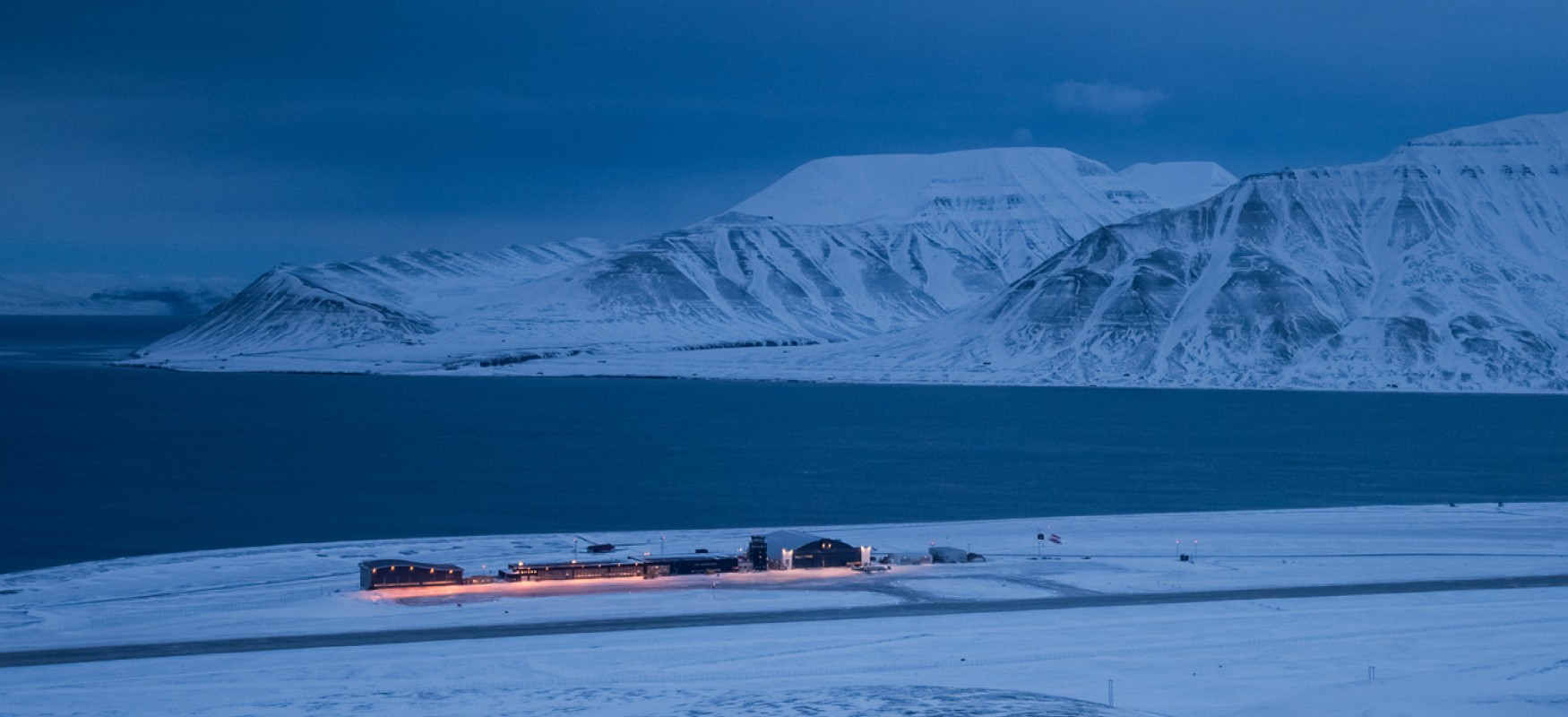 Longyearbyen airport in the dark