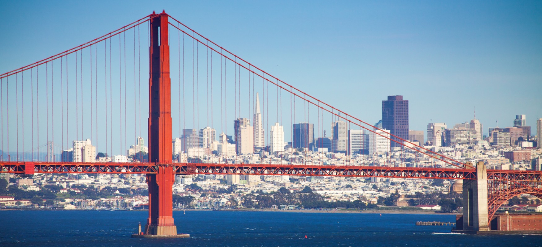 San Francisco Bay brige in the foreground of the city