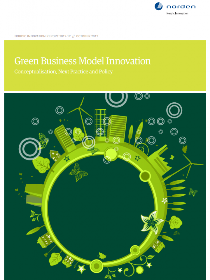 Front page to the report: Green Business Model Innovation from 2012.