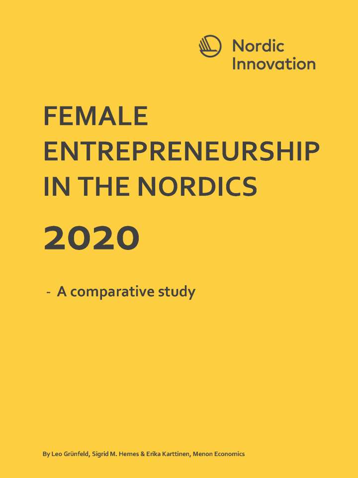 Frontpage to the publication "Female Entrepreneurship in the Nordics 2020" June2020