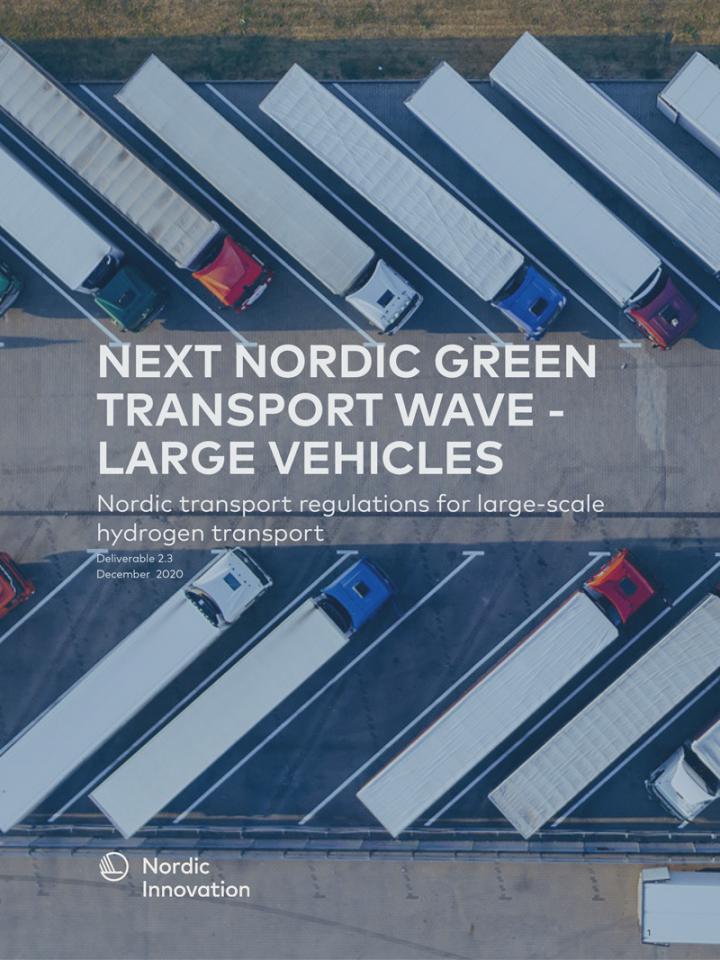 Report frontpage with report title over an aerial photo of parked trucks.