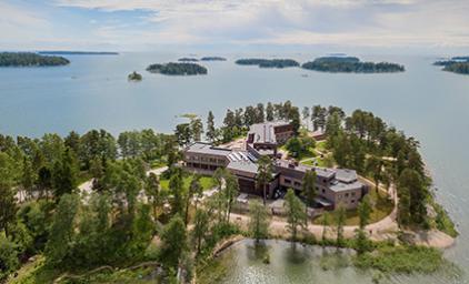 Hanasaari island photographed from above.