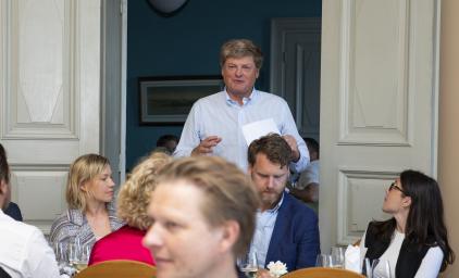 Nordic scalers alumni dinner in helsinki 2019. Svein Berg speaking to the guests.