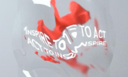 Distorted image with the text "Inspire to act/act to inspire"