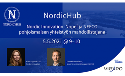 NordicHub webinar poster with webinr info and portraits of Niina Aagaard and Dennis Hamro-Drotz.