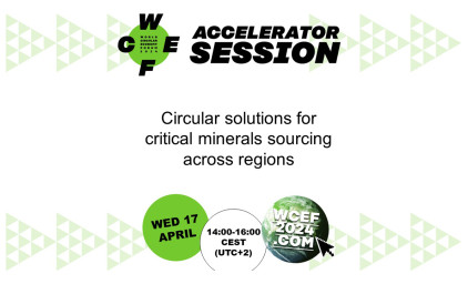 WCEF2024 accelerator session banner with the name 'Circular solutions for critical minerals sourcing across regions'