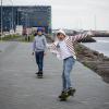 Teenagers skating in Reykjavik