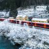 Norwegian train in winter landscape