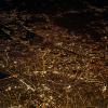 Paris at night seen from the air.