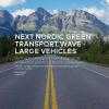 Frontpage. Road with mountain and blue sky in the background. Next Nordic Green Transport Wave - Large vehicles printed on the picture