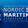 Nordic Maritime 2022 in Singapore. Text written on top of a picture of a large container ship.
