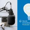 Picture with podcast mic and Nordic Innovation Forecast podcast logo
